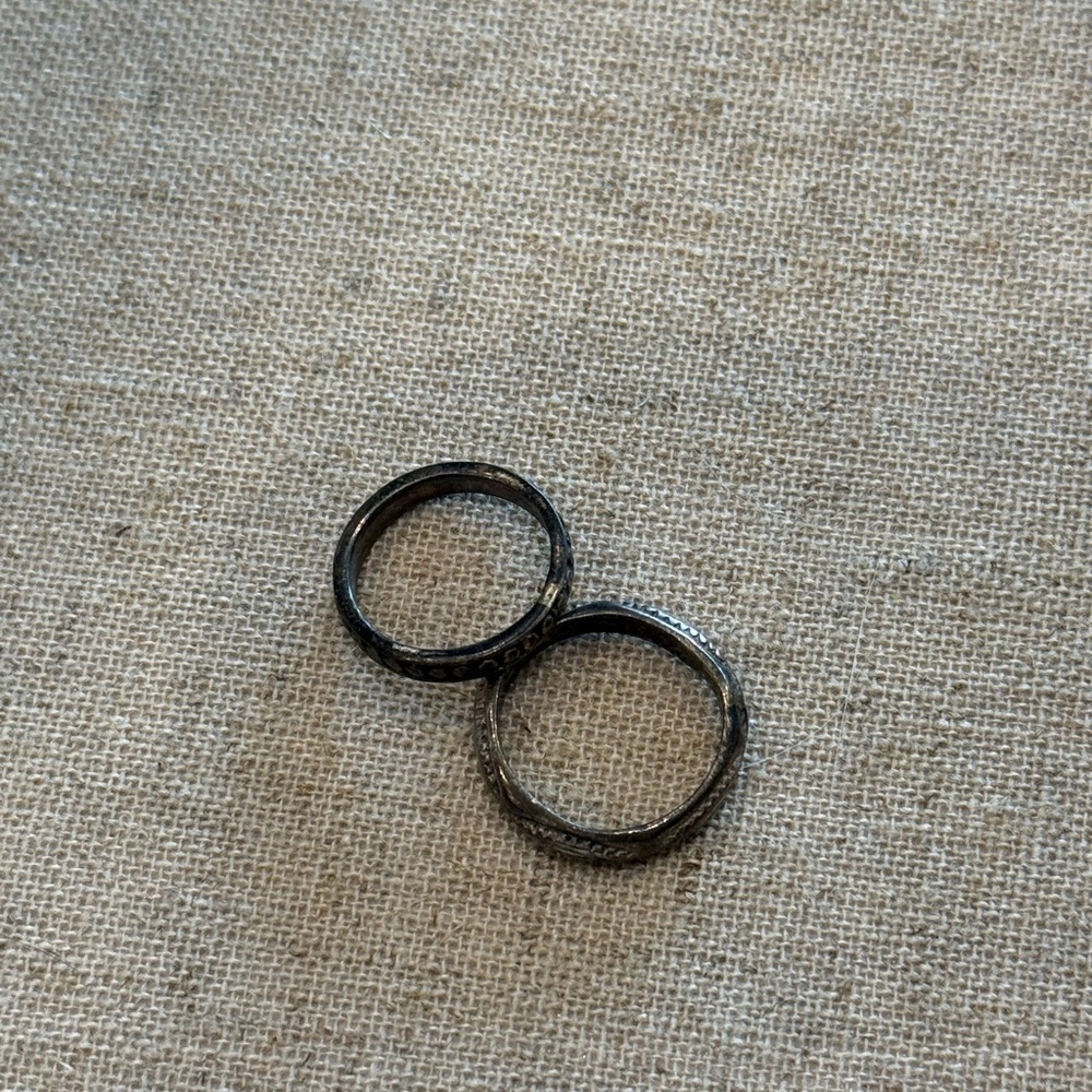 Tarnished silver toe rings